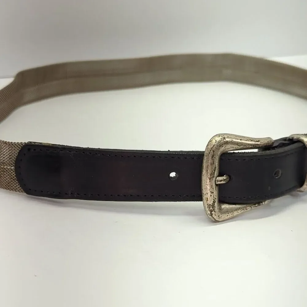 Vintage Women's Black Leather‎ Metal Mesh Silver Buckle 9755 Size Small